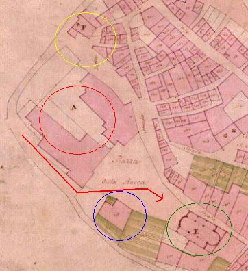 Piazza della Rocca - frammento planimetria sito palazzo Delegazione Apostolica - Archivio di Stato di Frosinone